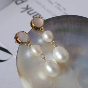 Tory Burch Pearl Malachite Shell Earrings